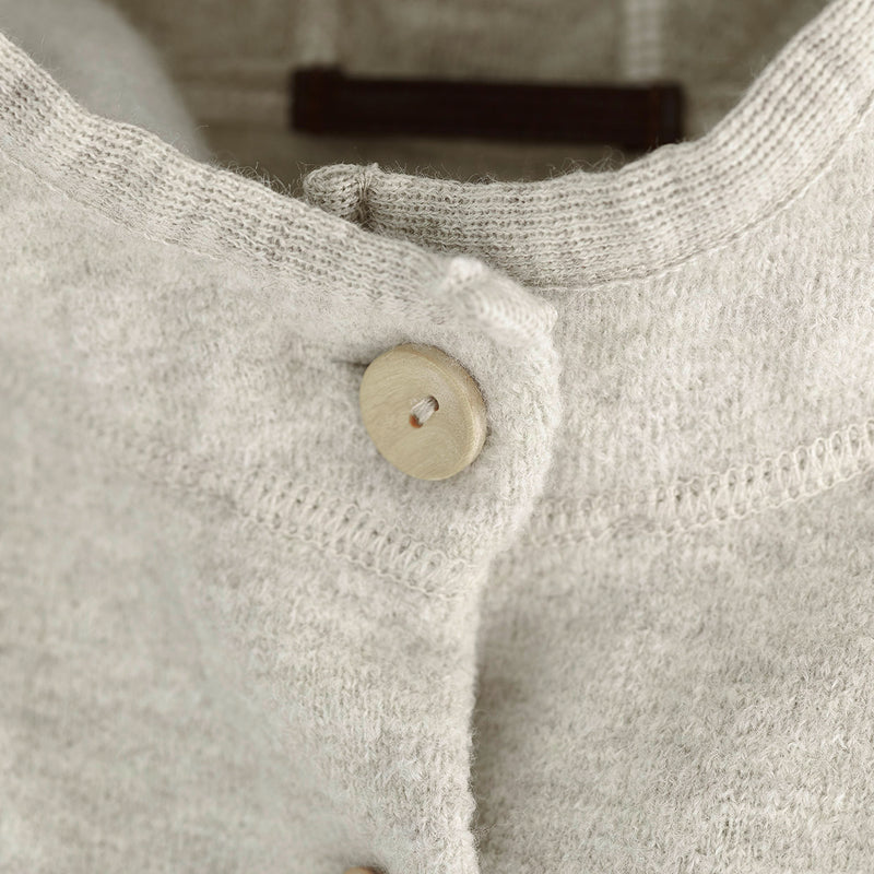 Kids Boiled Merino Wool Poncho - Natural