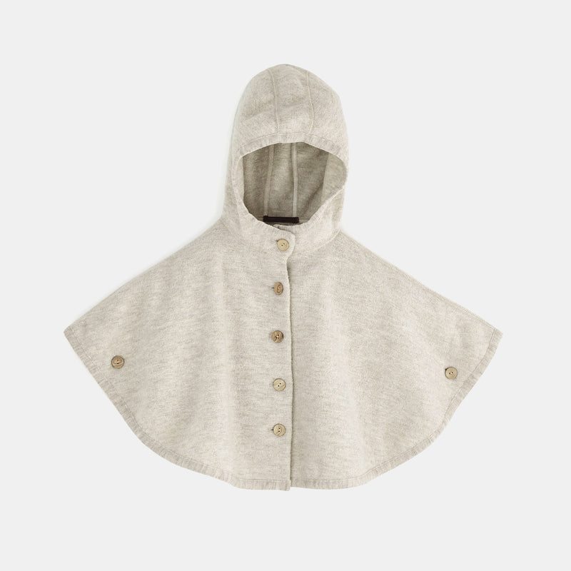 Kids Boiled Merino Wool Poncho - Natural