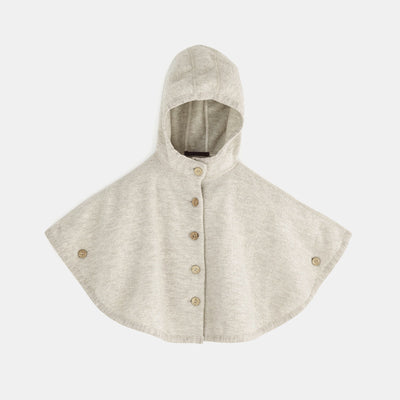 Kids Boiled Merino Wool Poncho - Natural