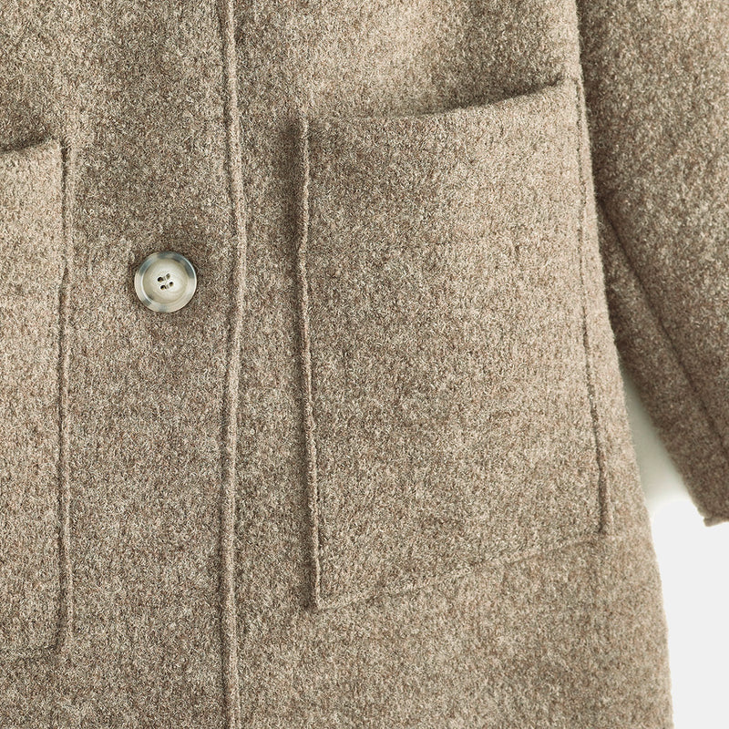 Women's Boiled Merino Wool Coat - Nut