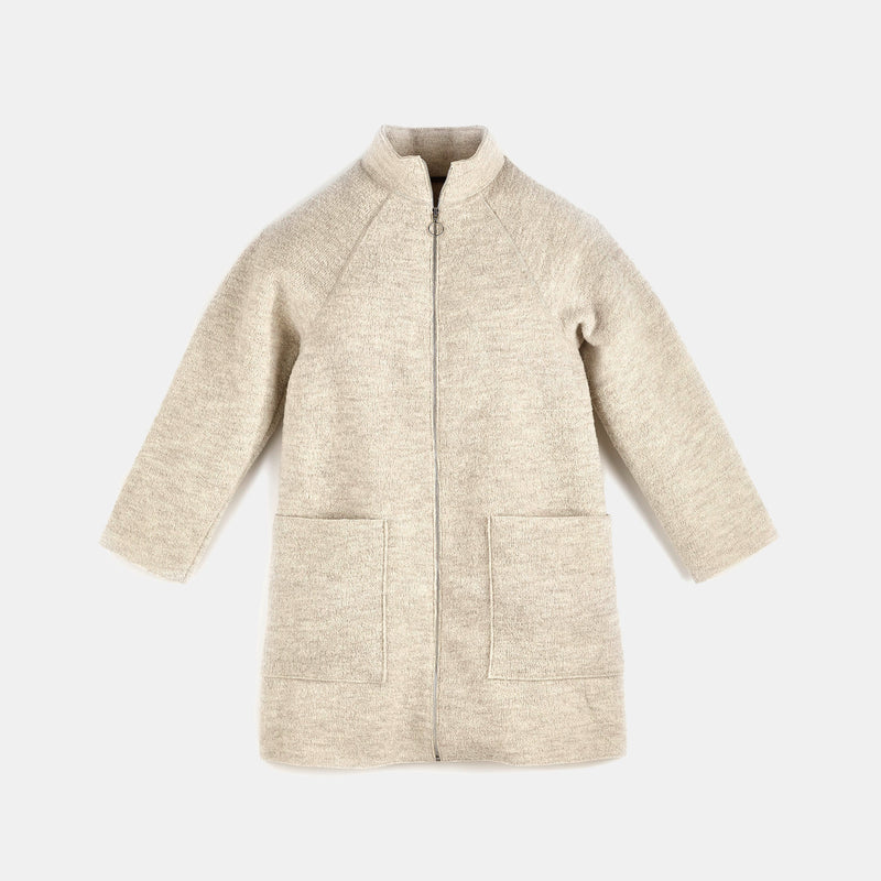 Women's Boiled Merino Wool Coat - Natural