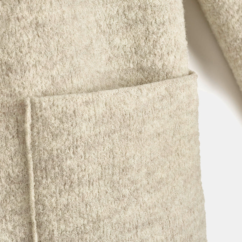 Women's Boiled Merino Wool Coat - Natural