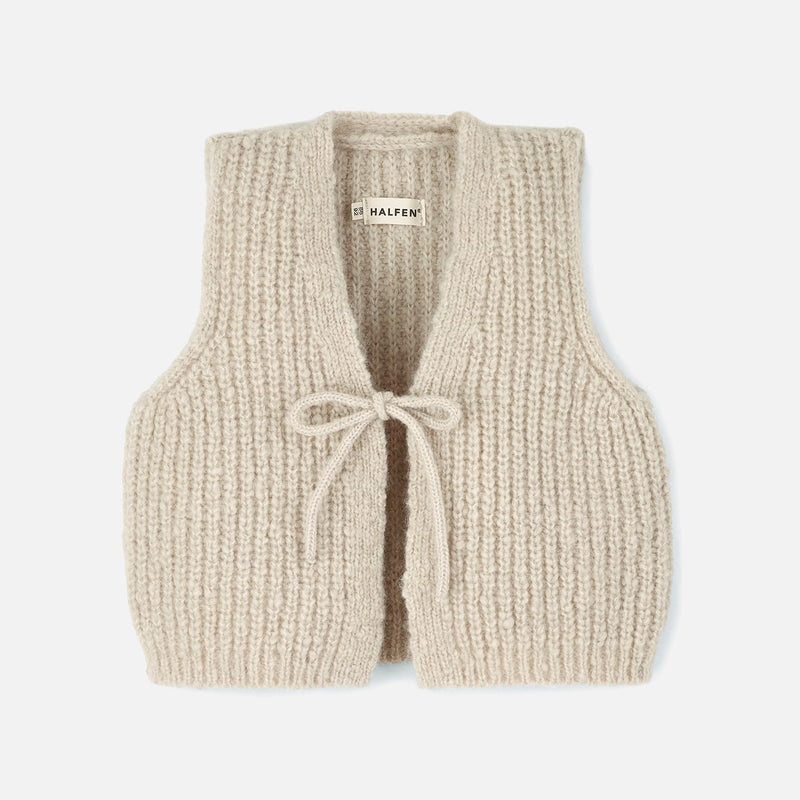 Baby & Kids Merino Wool/Alpaca/Silk Tie Vest - Beige