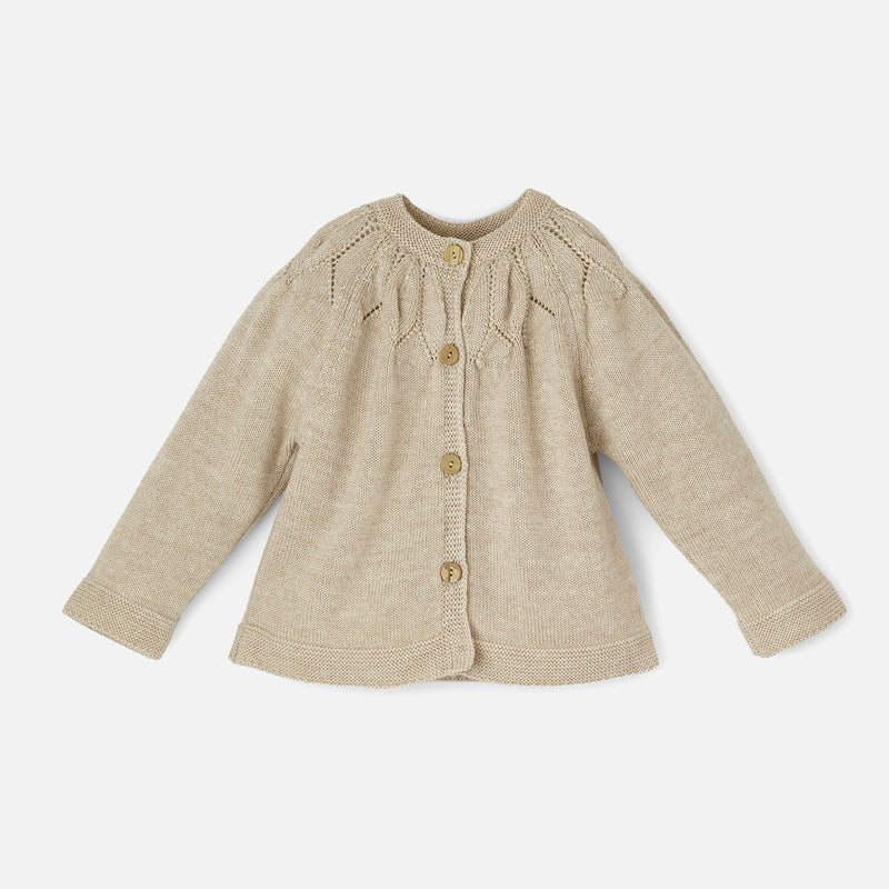 Baby & Kids Merino Wool Reversible Cardigan - Natural