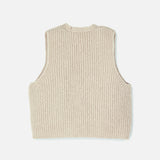 Women's Merino Wool/Alpaca/Silk Tie Vest - Beige