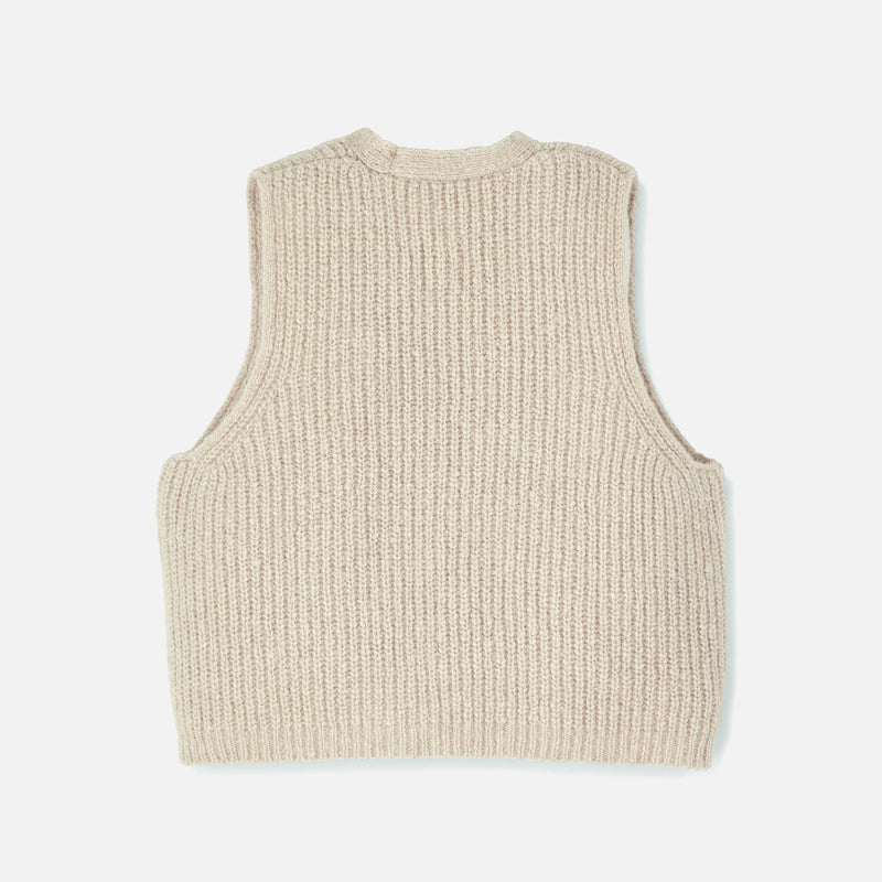 Women's Merino Wool/Alpaca/Silk Tie Vest - Beige