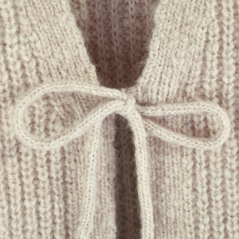 Women's Merino Wool/Alpaca/Silk Tie Vest - Beige