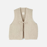 Women's Merino Wool/Alpaca/Silk Tie Vest - Beige