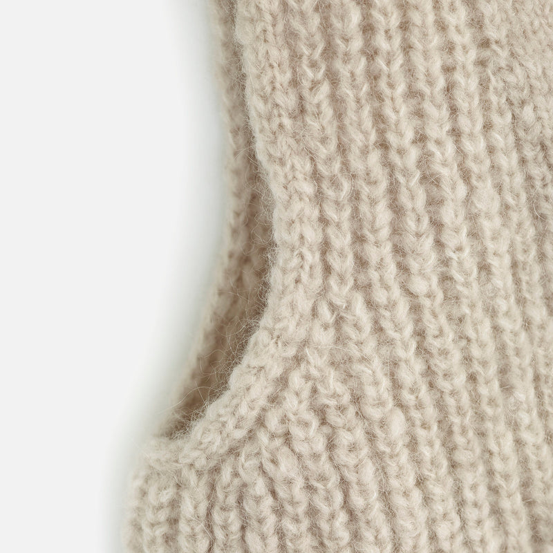 Women's Merino Wool/Alpaca/Silk Tie Vest - Beige