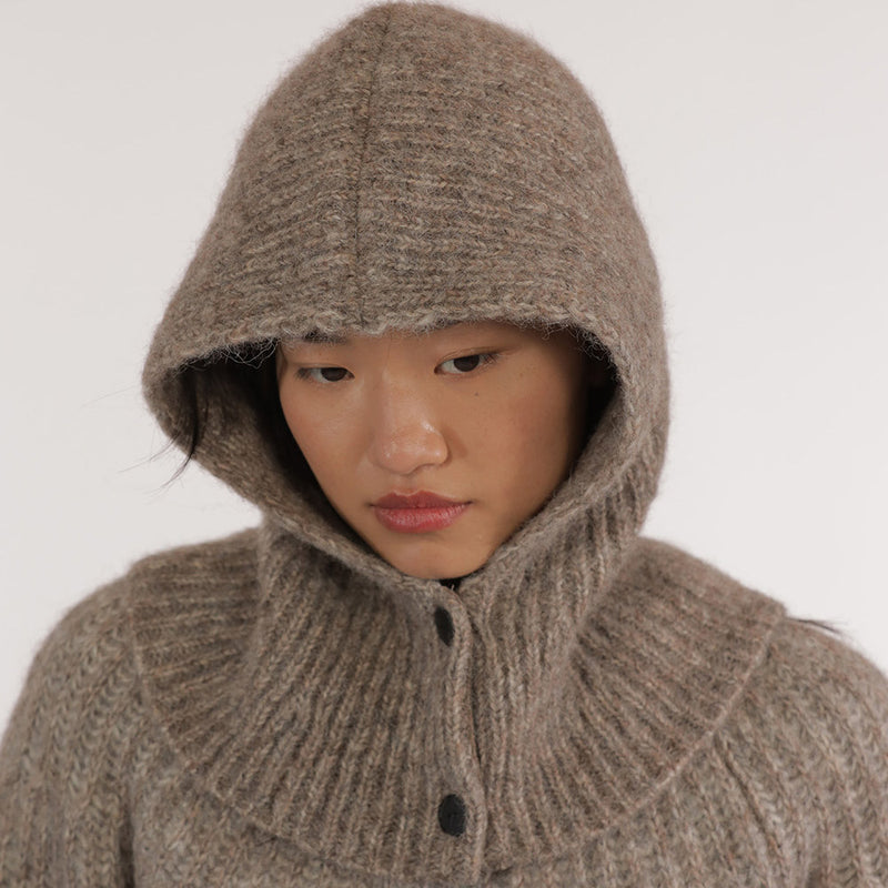Women's Alpaca/Cotton Daphne Hood Balaclava - Grege Chine