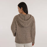 Women's Alpaca/Cotton Diamant Hooded Cardigan - Grege Chine