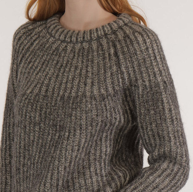 Women's Alpaca/Cotton Iris Rib Sweater - Grey/Anthracite