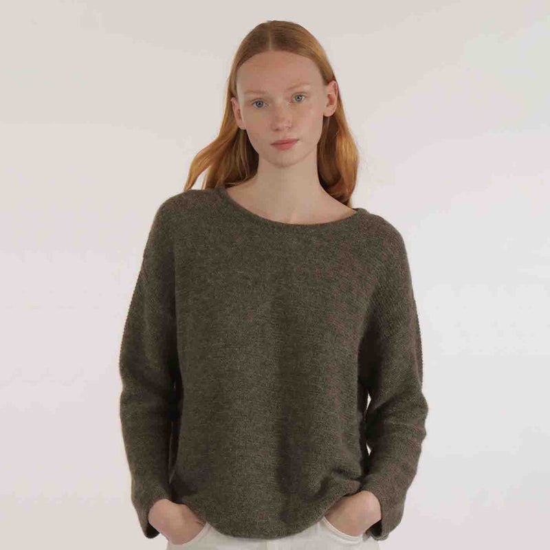 Women's Alpaca Ima Loose Sweater - Khaki