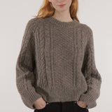 Women's Alpaca Ivan Cable Sweater - Dark Grey