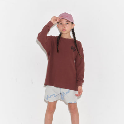 Kids Cotton Waffle LS Tee - Hot Chocolate