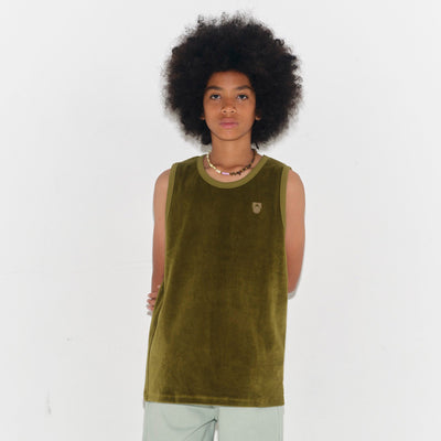 Kids Cotton Velour Vest - Avocado