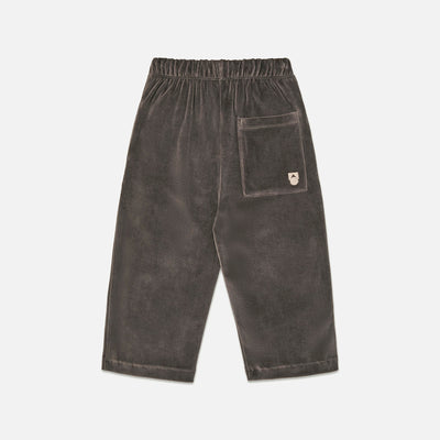 Kids Cotton Velour Lounge Pant - Plum Kitten
