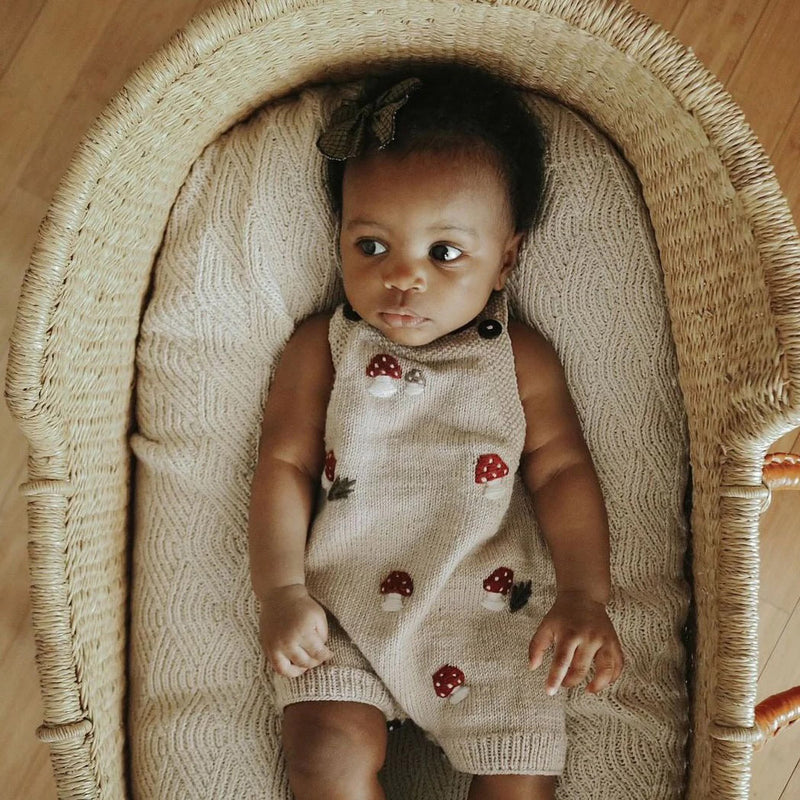 Baby Merino Wool Mushroom Romper - Oats