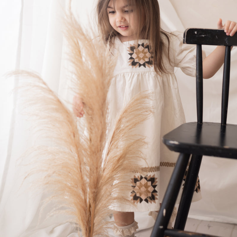 Cotton Patchwork Dress - Marshmallow