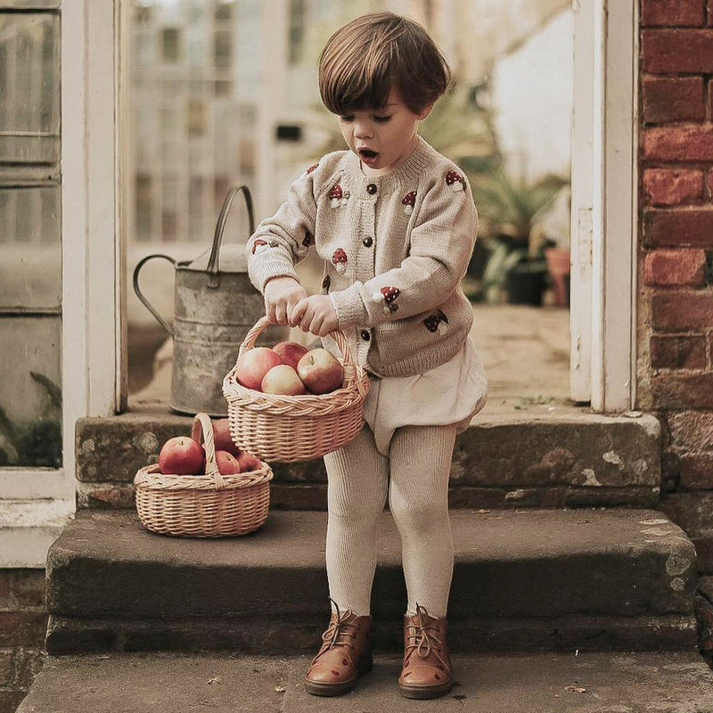 Merino Wool Mushroom Cardigan - Oats