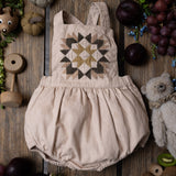 Baby Cotton Patchwork Romper - Oats