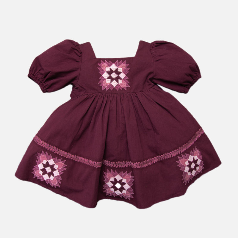 Cotton Patchwork Dress - Grape