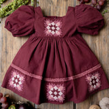 Cotton Patchwork Dress - Grape