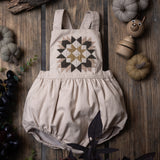 Baby Cotton Patchwork Romper - Oats