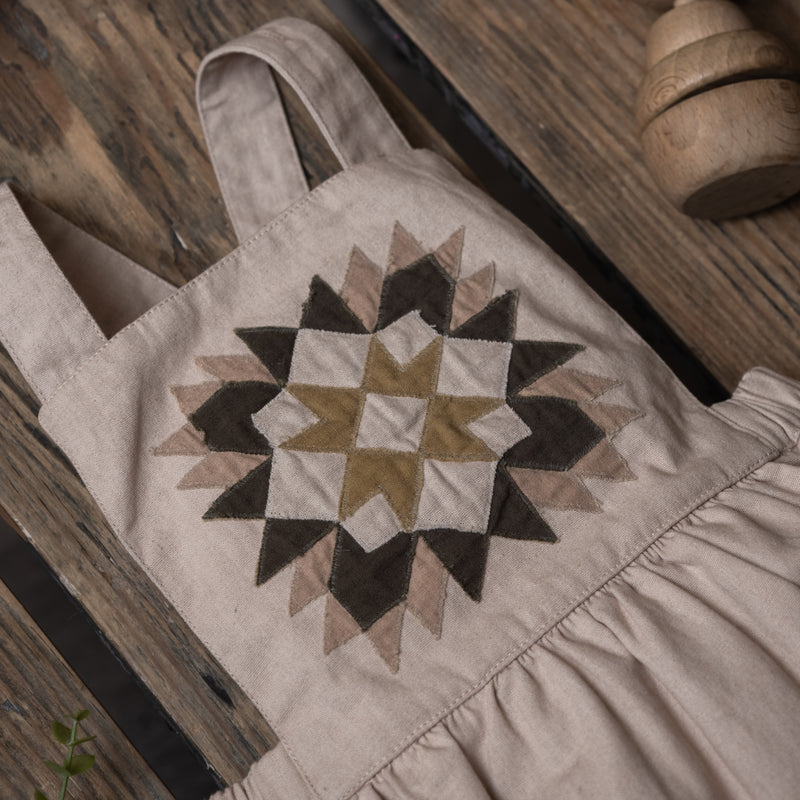 Baby Cotton Patchwork Romper - Oats