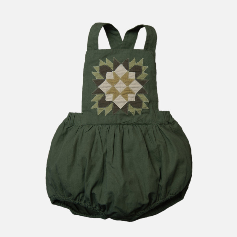 Baby Cotton Patchwork Romper - Moss
