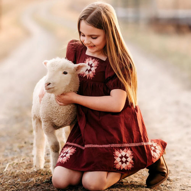 Cotton Patchwork Dress - Grape