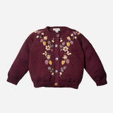 Merino Wool Blackberries Cardigan - Grape