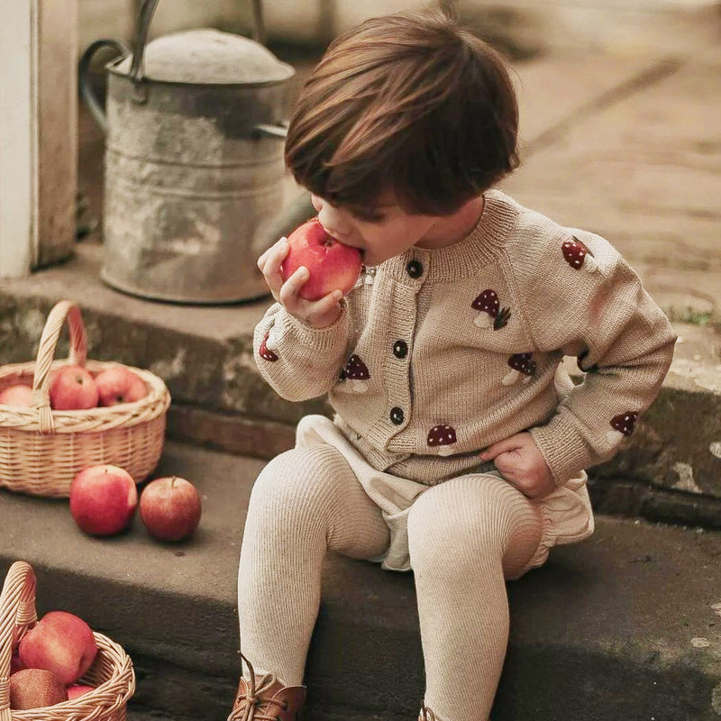 Merino Wool Mushroom Cardigan - Oats