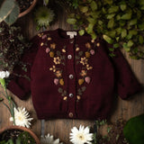 Merino Wool Blackberries Cardigan - Grape