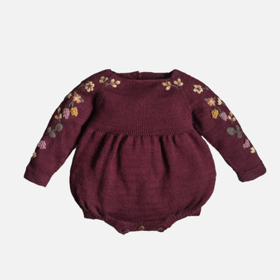 Baby Merino Wool Blackberries Romper - Grape