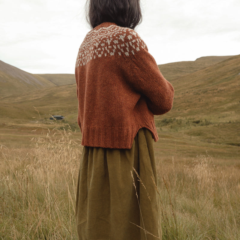 Cropped Isle Women's Sweater - Donegal Wool - Cinnamon