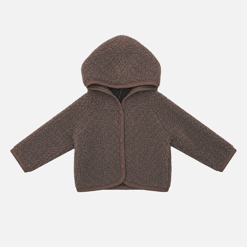 Baby & Kids Wool Teddy Fleece Kuku Hooded Jacket - Choco Martini