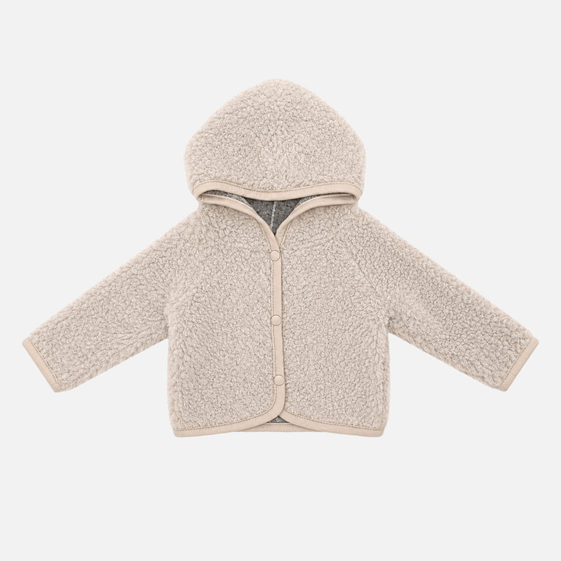 Baby & Kids Wool Teddy Fleece Kuku Hooded Jacket - Sand