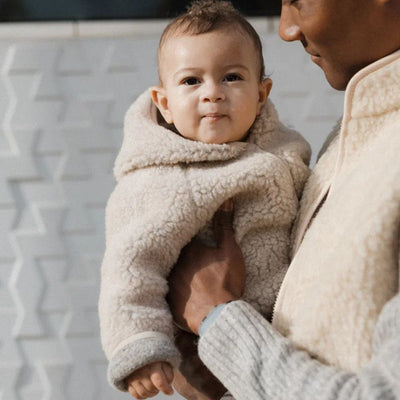 Baby & Kids Wool Teddy Fleece Kuku Hooded Jacket - Sand