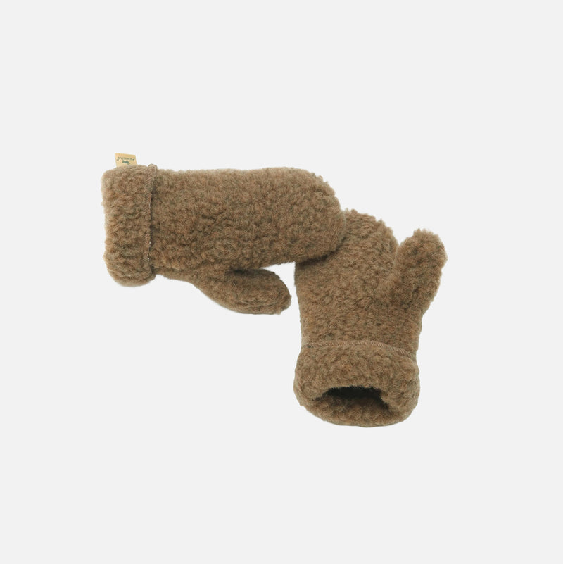 Kids Wool Teddy Fleece Freeze Mittens - Bark