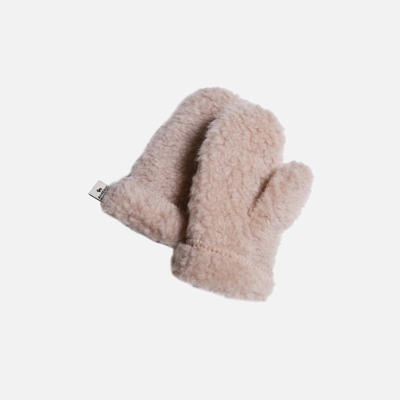 Kids Wool Teddy Fleece Freeze Mittens - Oatmeal