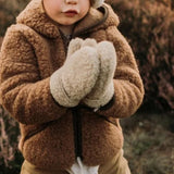 Kids Wool Teddy Fleece Freeze Mittens - Oatmeal