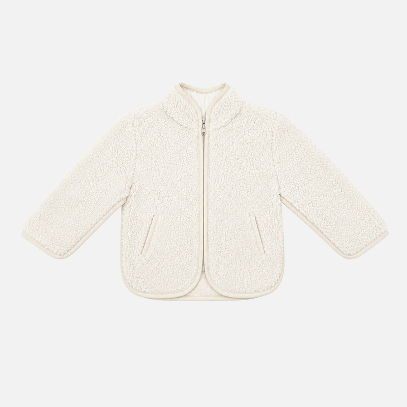 Kids Wool Teddy Fleece Zip Jacket - Natural