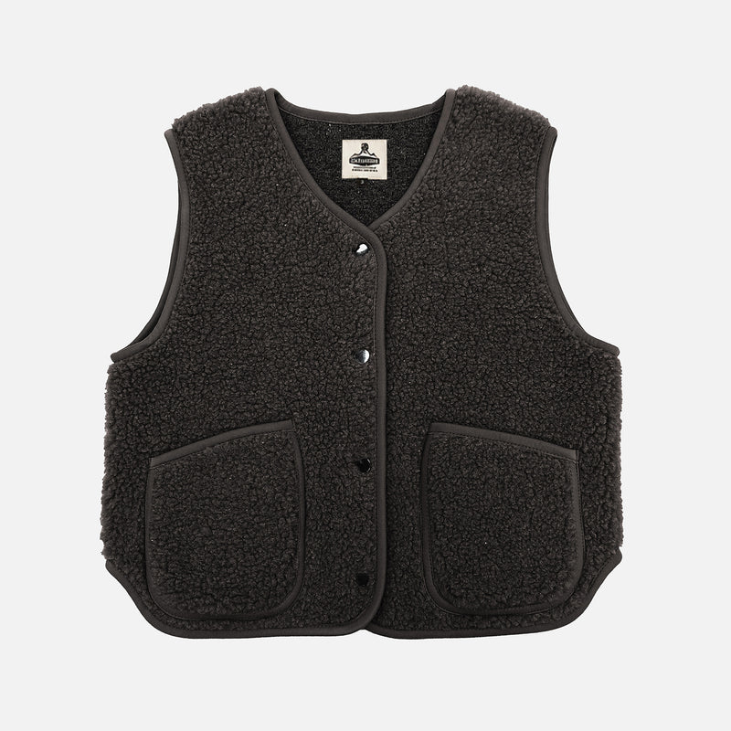 Women's Wool Teddy Fleece Cropped Vest - Black
