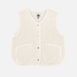 Women's Wool Teddy Fleece Cropped Vest - Natural