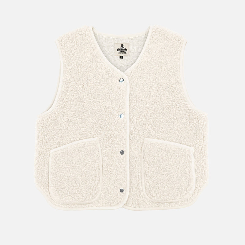 Women's Wool Teddy Fleece Cropped Vest - Natural