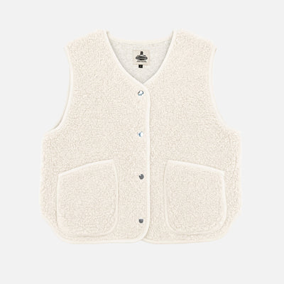 Women's Wool Teddy Fleece Cropped Vest - Natural