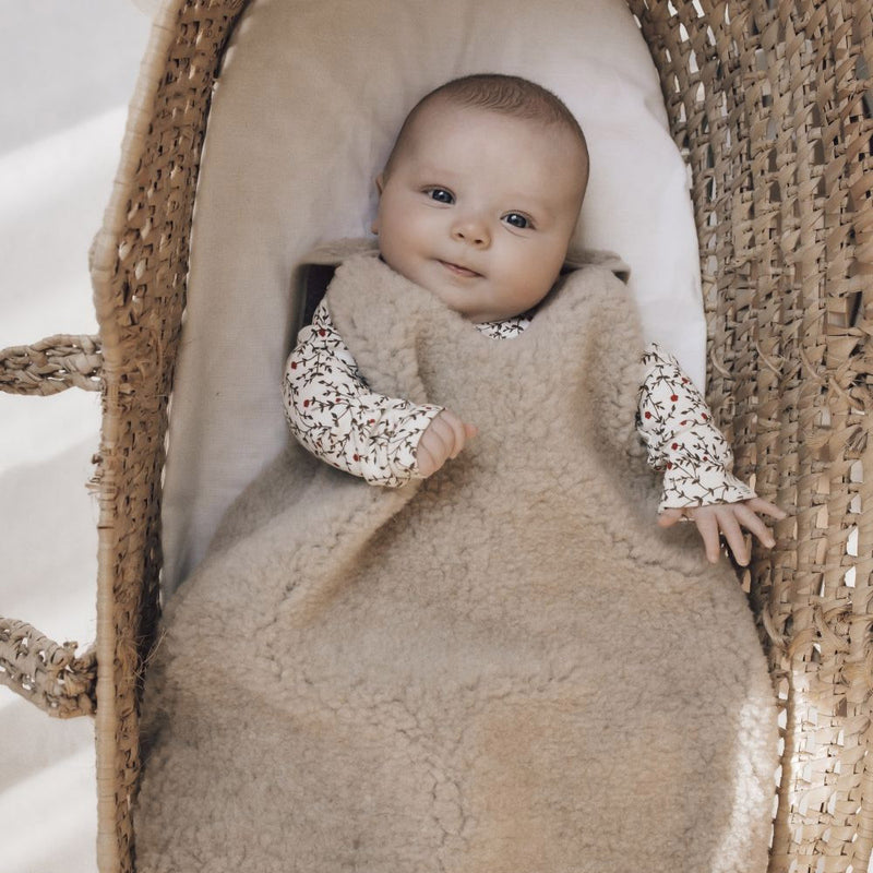 Baby Wool Teddy Fleece Sleeping Bag - Sand Brown