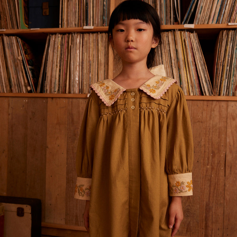 Baby & Kids Cotton Bette Dress - Dried Moss