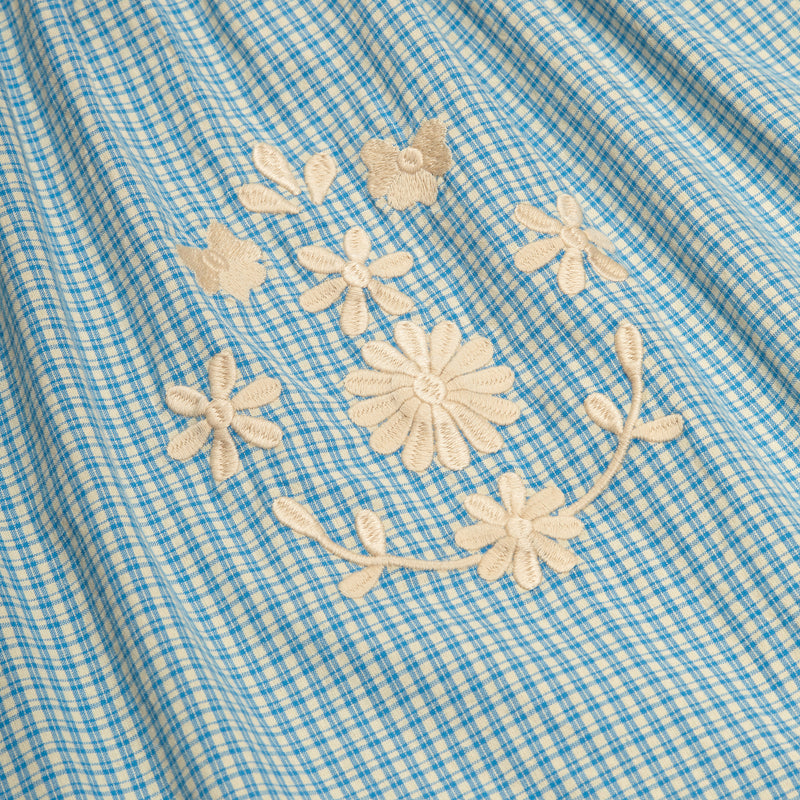 Cotton Cece Smock Dress - Tablecheck Marine